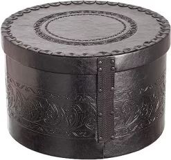 Creative Scents Round Hat Box Container With Gold Locking Lid And Sturdy Handle