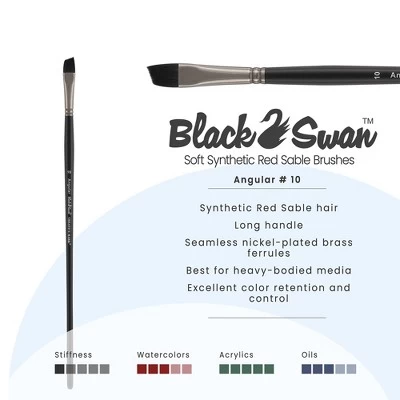 Black Swan Synthetic Red Sable Paint Brushes Angular Sets Of 2- Professional Quality Long Handle Paint Brushes In Assorted Shapes And Sizes For Oil, 1 Black Swan Synthetic Red Sable Paint Brushes Angular Sets Of 2- Professional Quality Long Handle Paint Brushes In Assorted Shapes And Sizes For Oil,
